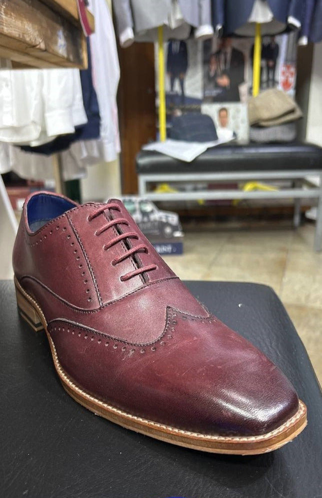 Marc Darcy Carson Dark Bordo Leather Oxford Brogue Shoes