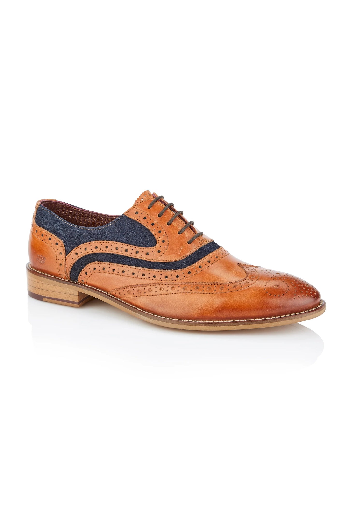 London Brogues Shelby Oxford Tan / Navy Leather Brogue Shoes