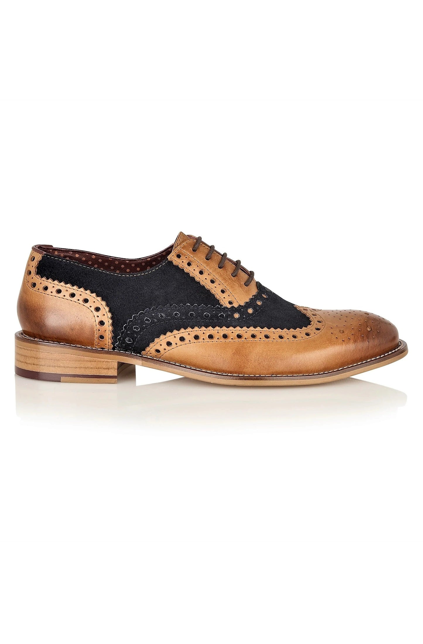 London Brogues Gatsby Tan / Navy Leather Brogue Shoes