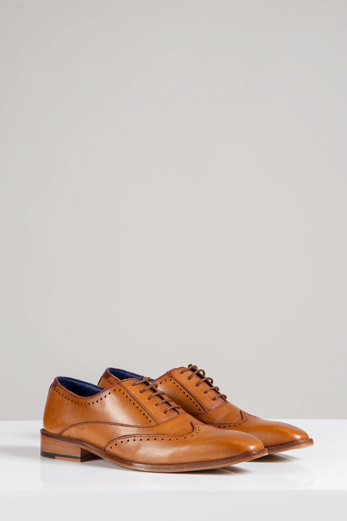 Marc Darcy Carson Tan Leather Oxford Brogue Shoes