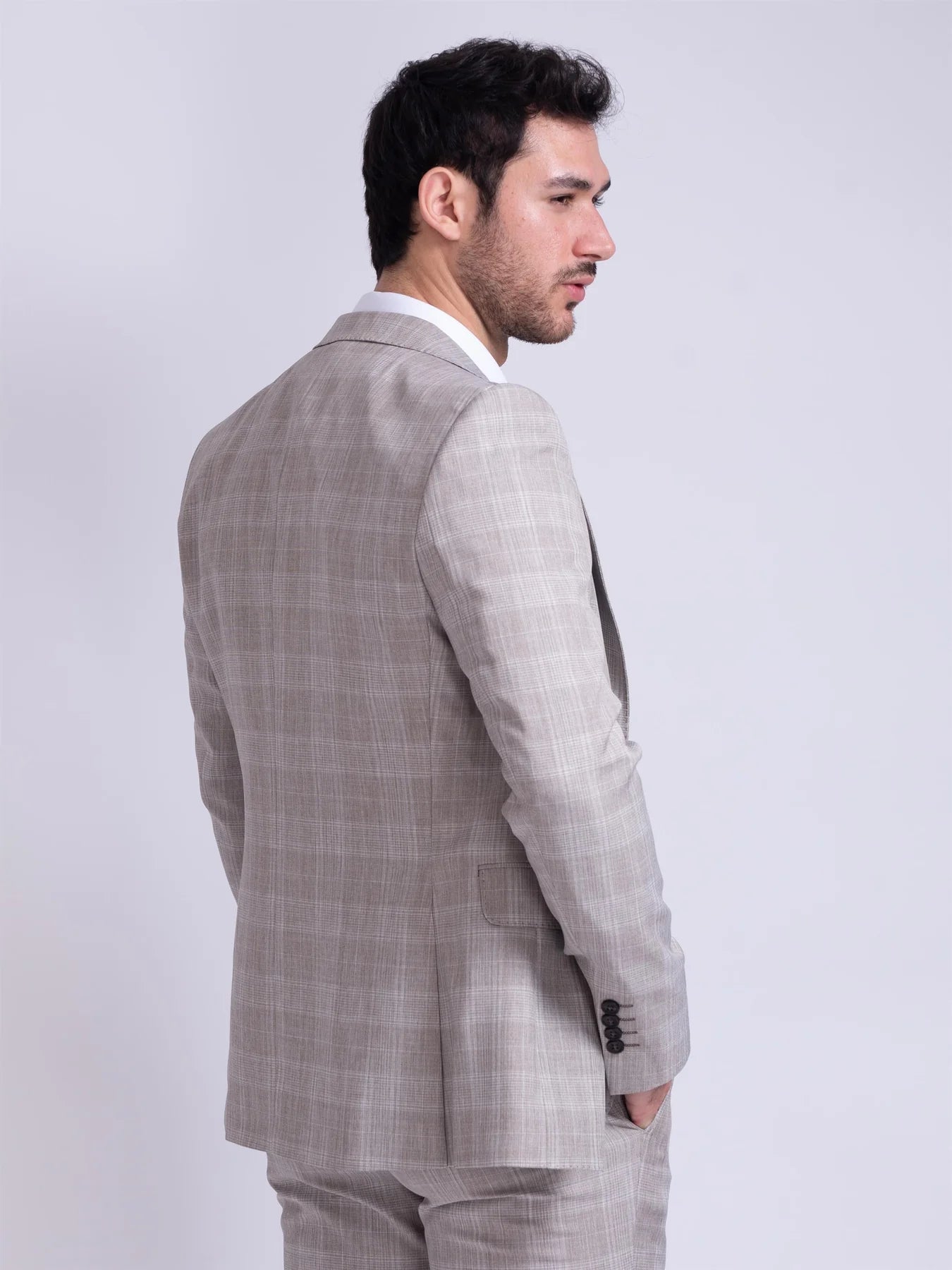 Fratelli Unity Prince of Wales Beige Check Blazer - FJK1079