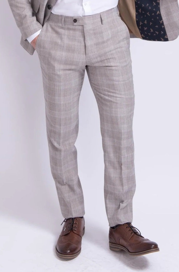 Fratelli Unity Prince of Wales Beige Check Trousers - FTR1079