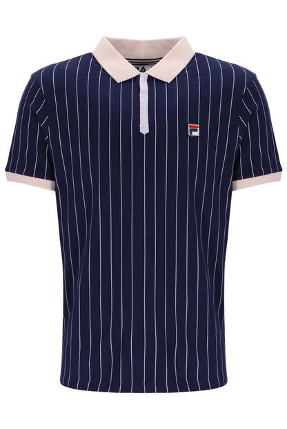 Fila BB1 Classic Vintage Striped Polo in Navy/Peach Whip/Thistle - LM1839AT-412