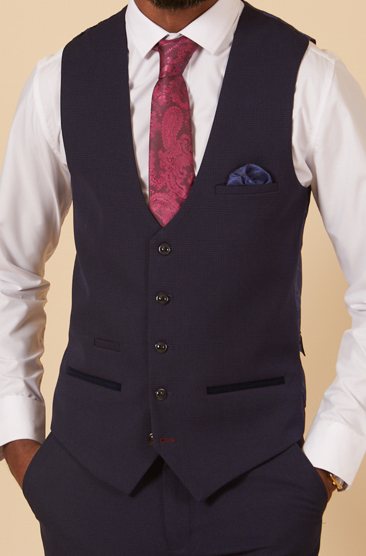 Marc Darcy Bromley Single Breasted Waistcoat Navy