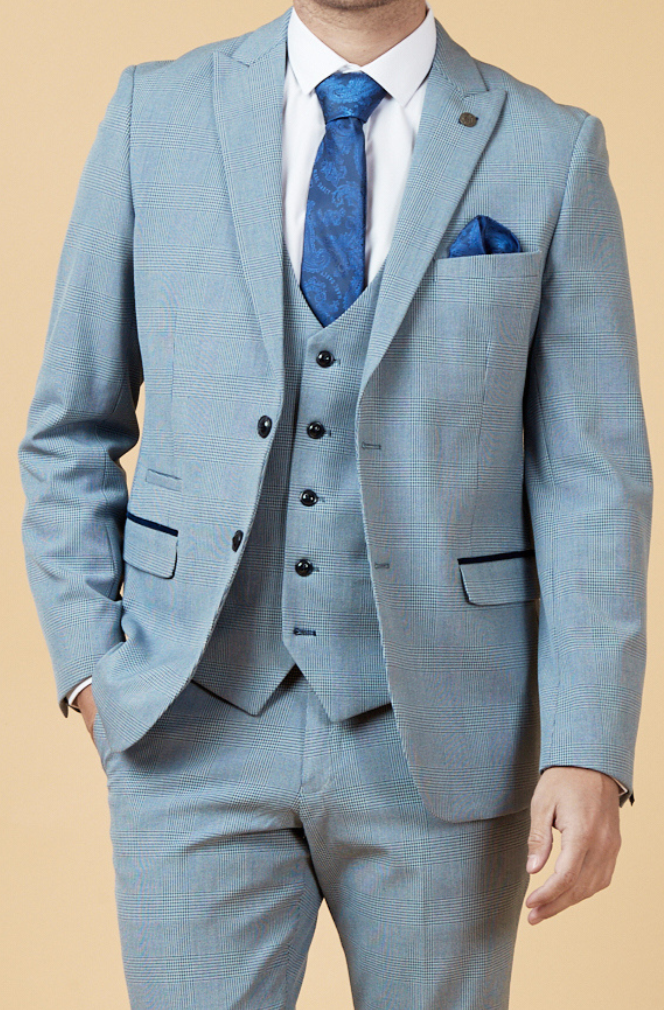 Marc Darcy Bromley Sky Slim Fit Single Breasted Blazer