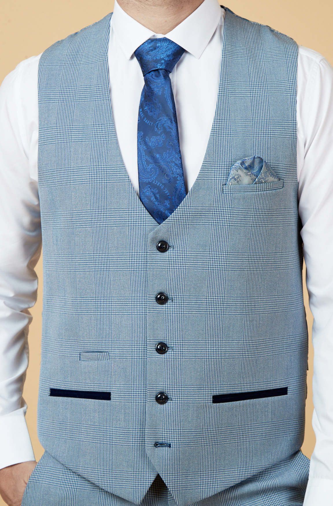 Marc Darcy Bromley Sky Single Breasted Waistcoat