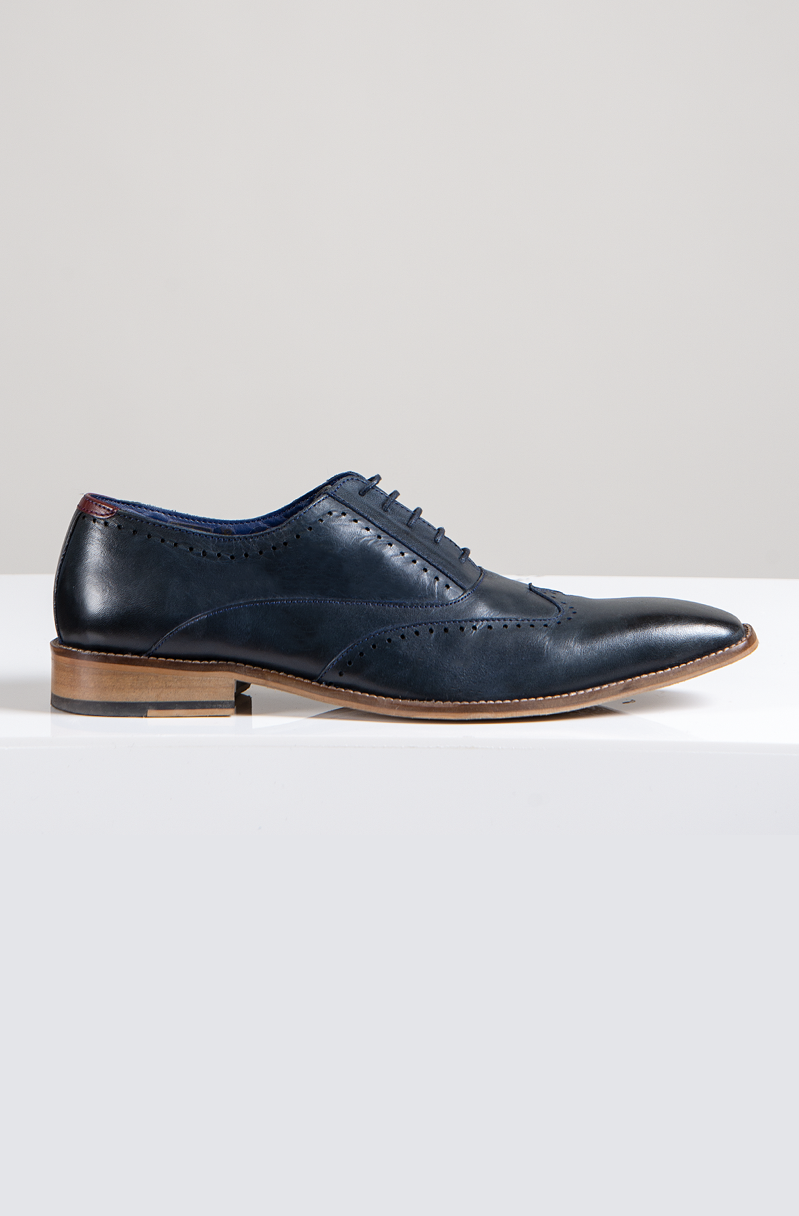 Marc Darcy Carson Navy Leather Oxford Brogue Shoes