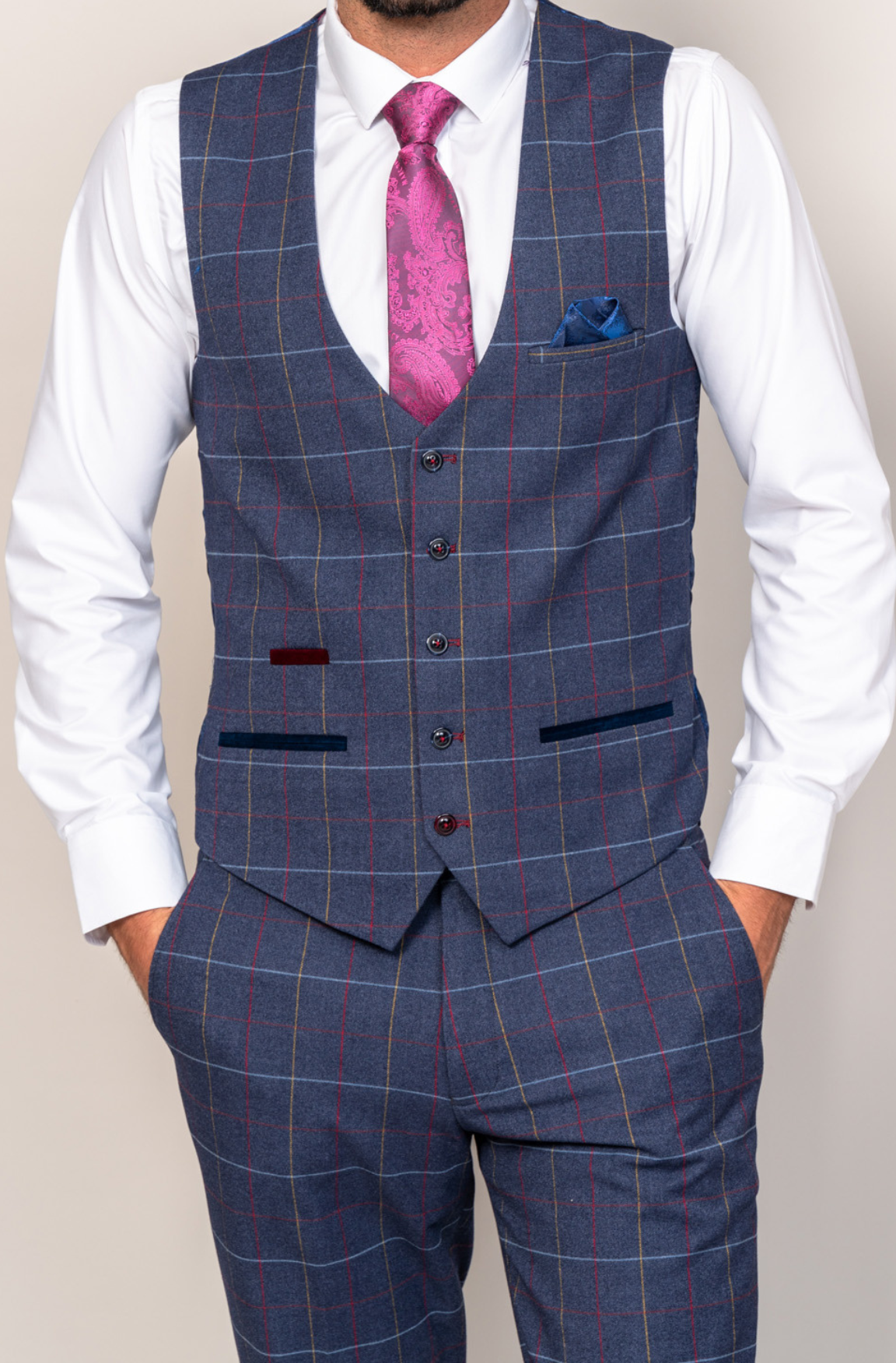 Marc Darcy Drake Navy Single Breasted Waistcoat