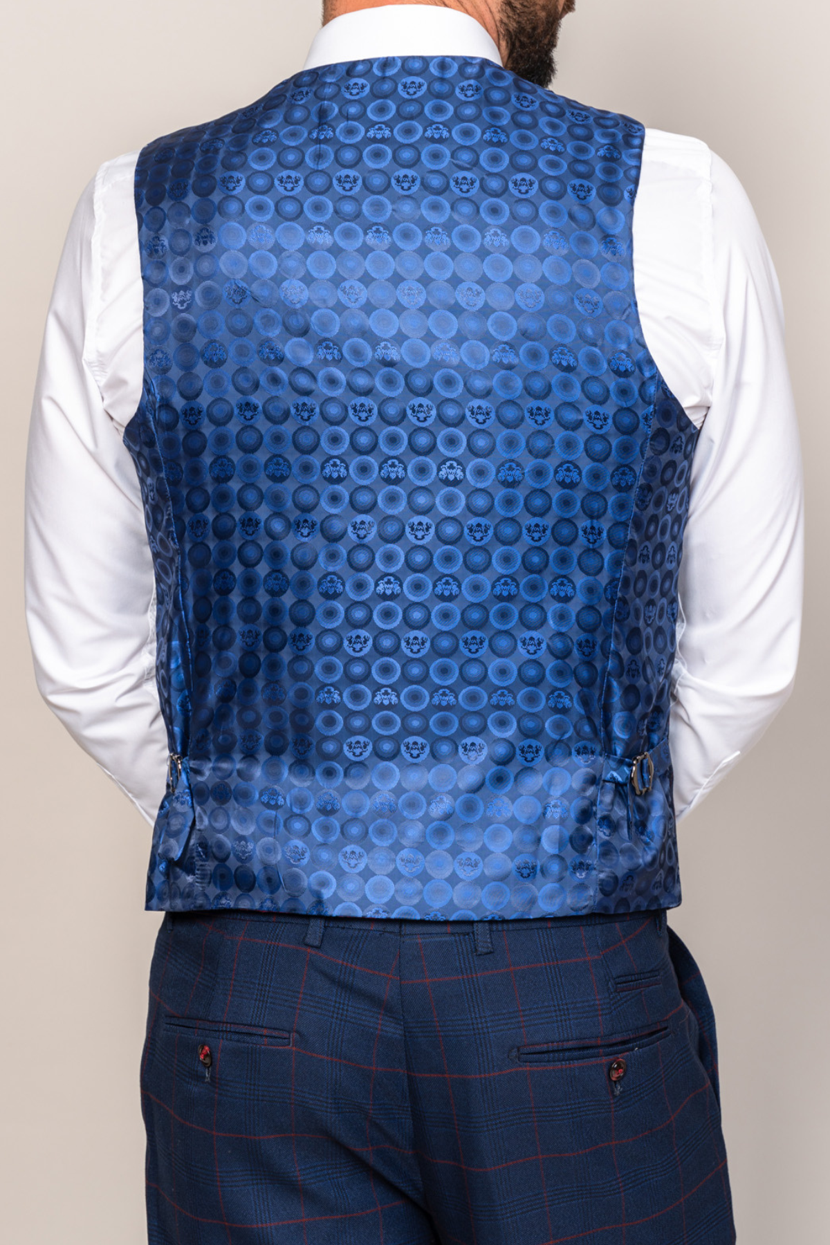 Marc Darcy Edinson Navy Wine Check Waistcoat