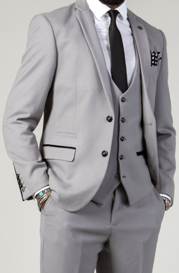 Marc Darcy Edwin Silver Grey Slim Fit Blazer