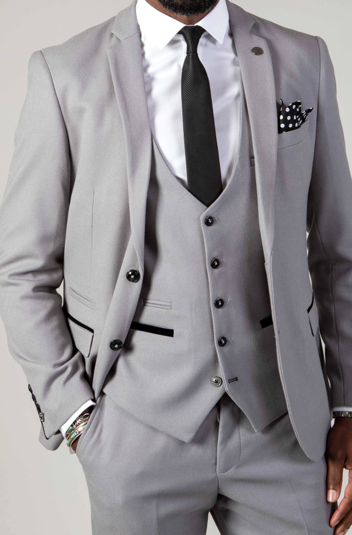 Marc Darcy Edwin Silver Grey Slim Fit Blazer