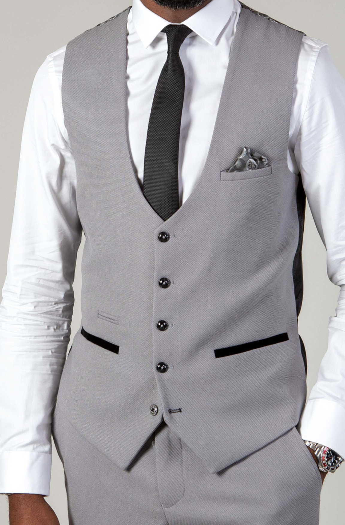 Marc Darcy Edwin Silver Grey Single Breasted Waistcoat