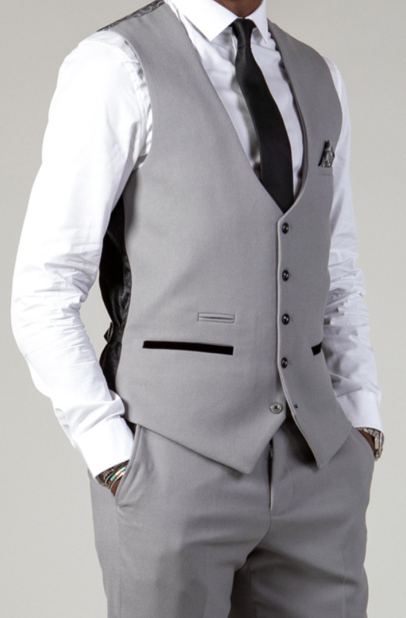 Marc Darcy Edwin Silver Grey Single Breasted Waistcoat