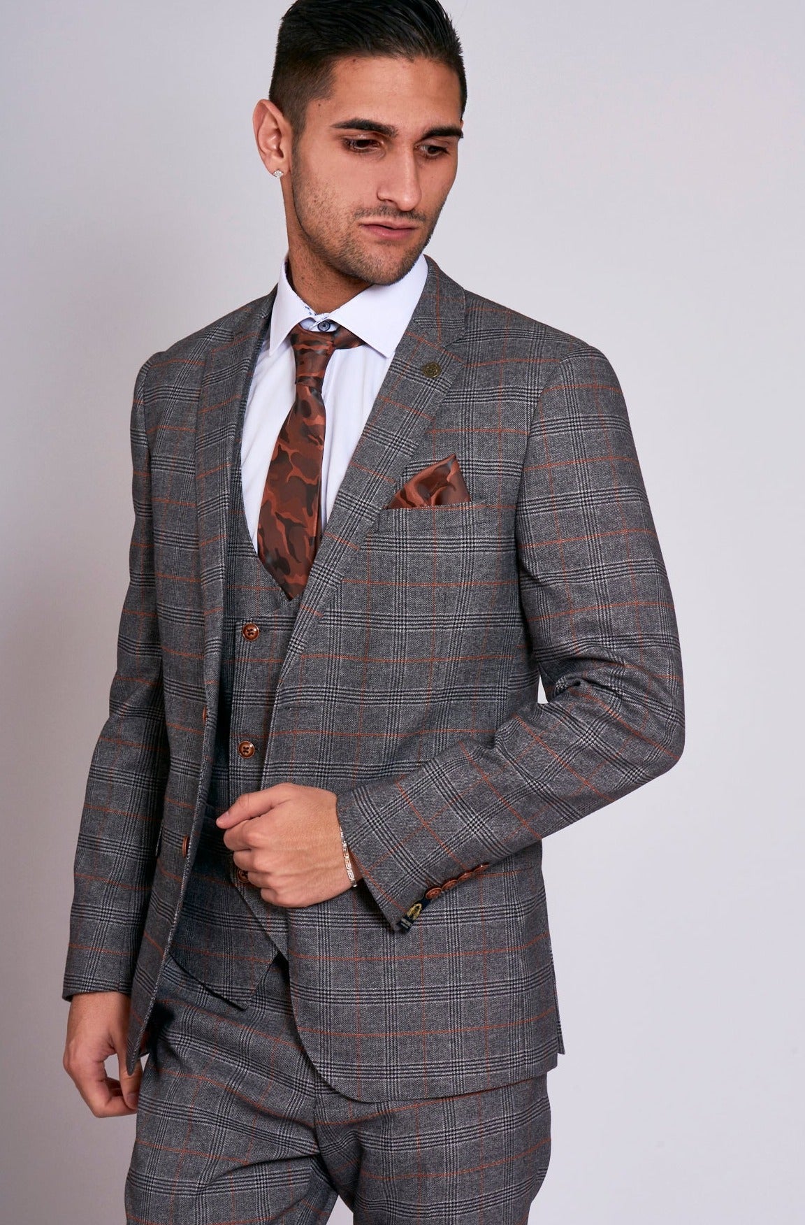 Marc Darcy Jenson Grey Check Slim Fit Blazer