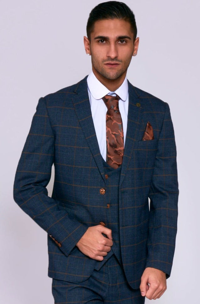 Marc Darcy Jenson Marine Check Slim Fit Blazer