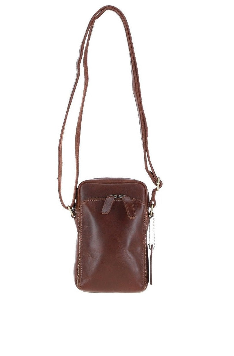 Ashwood Mens Leather Crossbody Smartphone Bag K-41 Chestnut