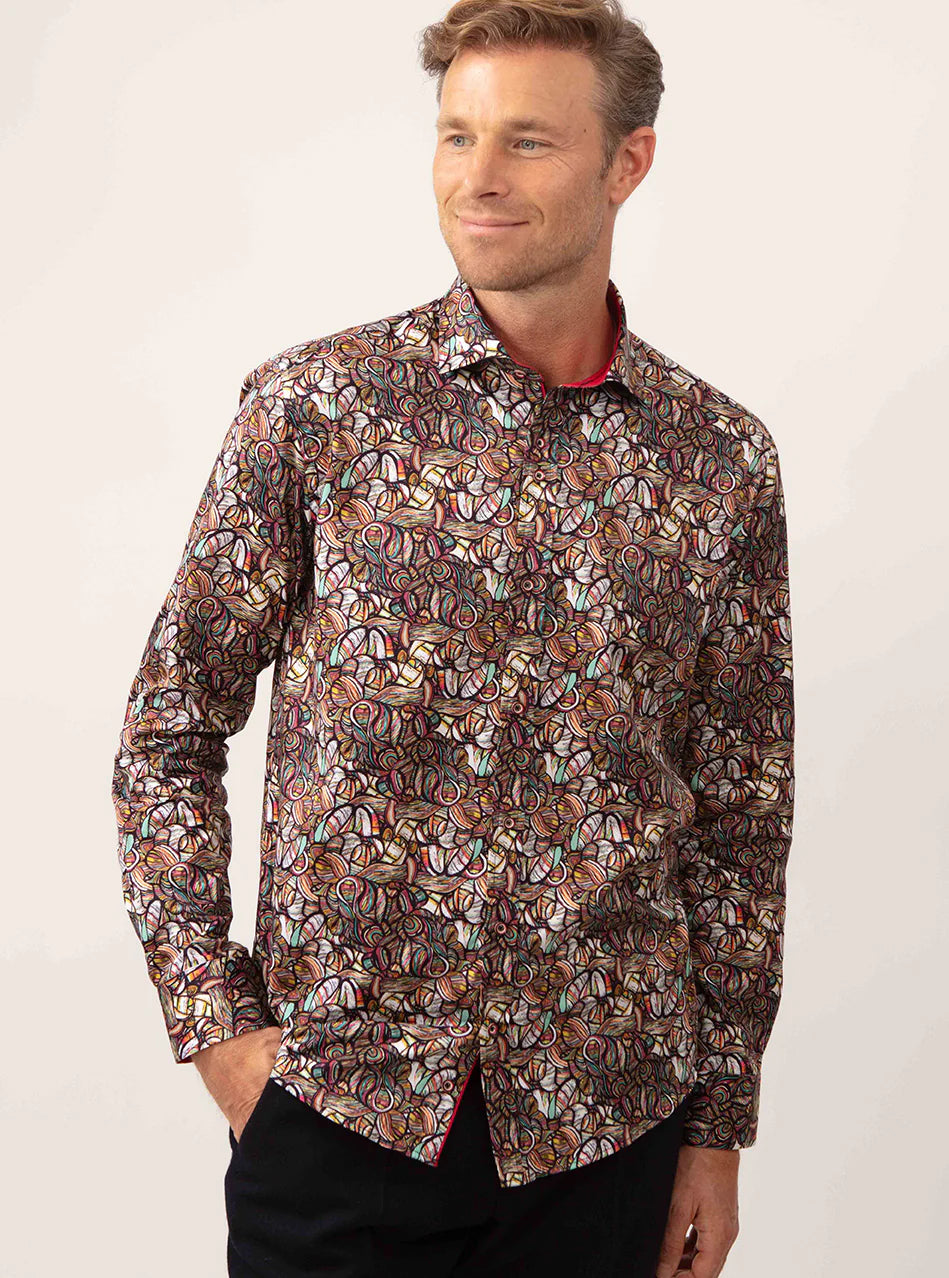 Guide London Long Sleeve Statement Shirt in Multicolour - LS76731