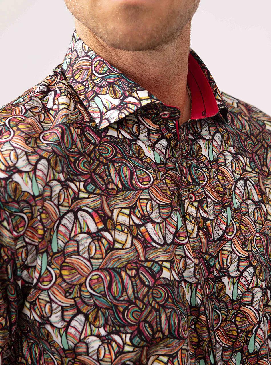 Guide London Long Sleeve Statement Shirt in Multicolour - LS76731