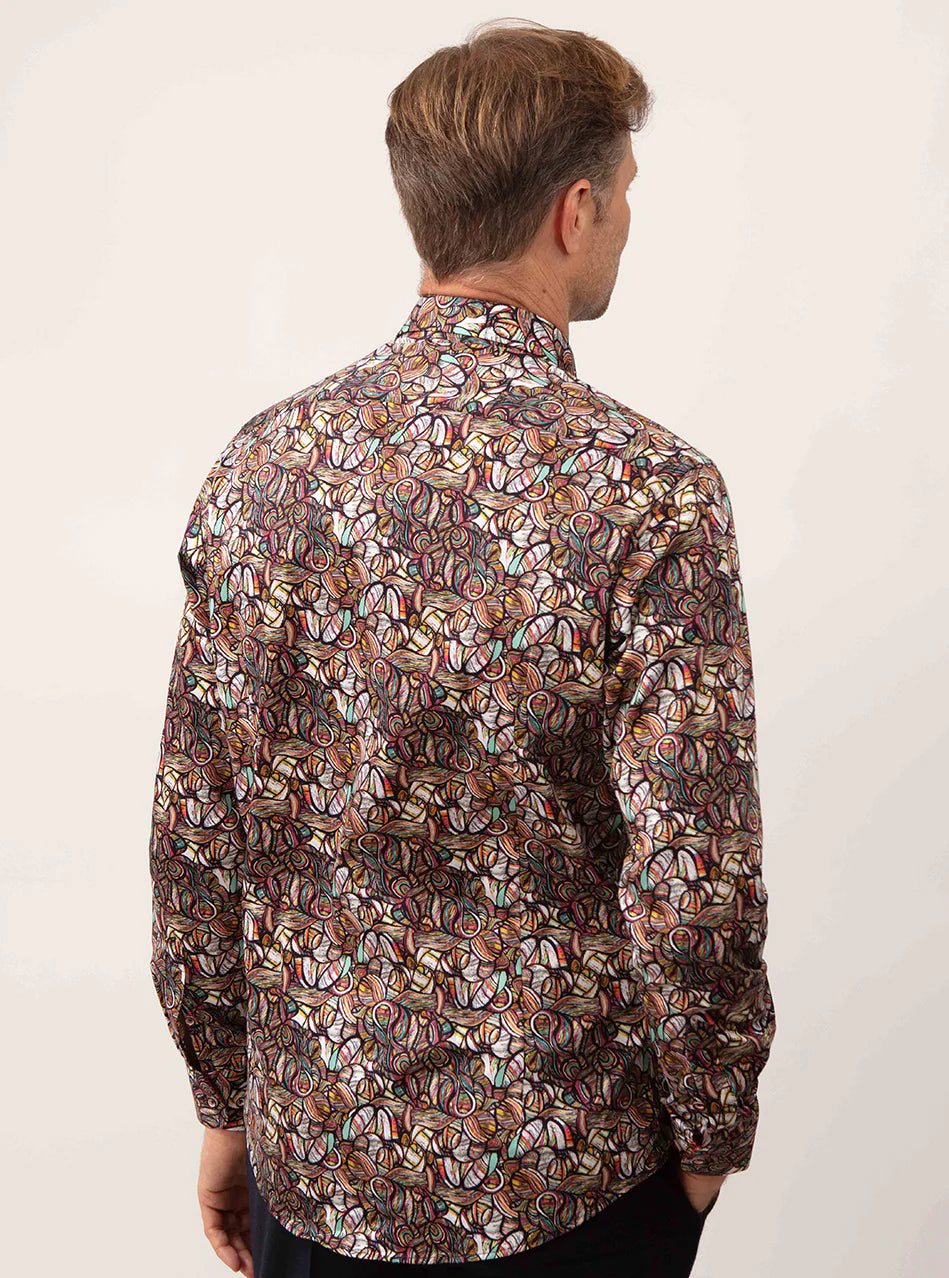 Guide London Long Sleeve Statement Shirt in Multicolour - LS76731