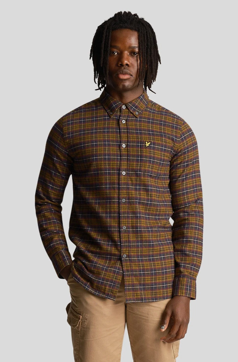 Lyle and Scott Check Flannel Shirt Glenshee Plum LW1904V