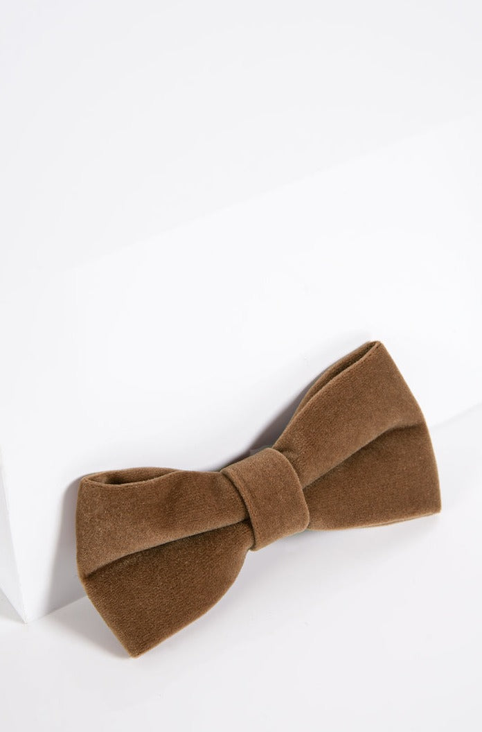 Marc Darcy Velvet Bow Tie in Light Tan