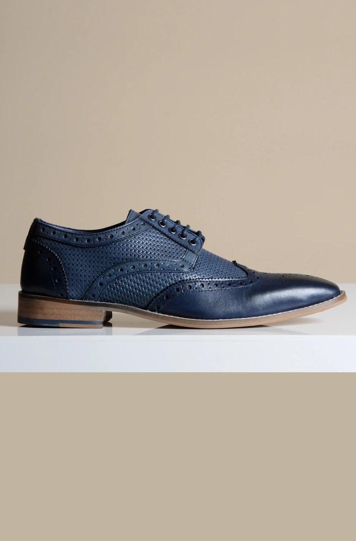 Marc Darcy Brandon Navy Blue Leather Brogue Shoes