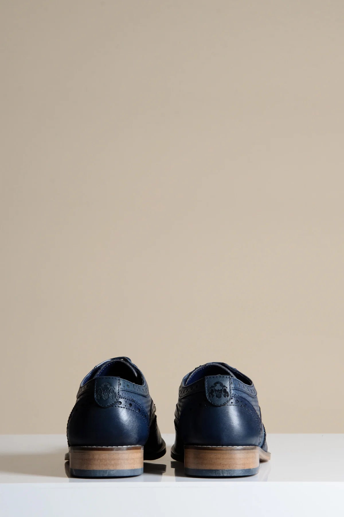 Marc Darcy Brandon Navy Blue Leather Brogue Shoes