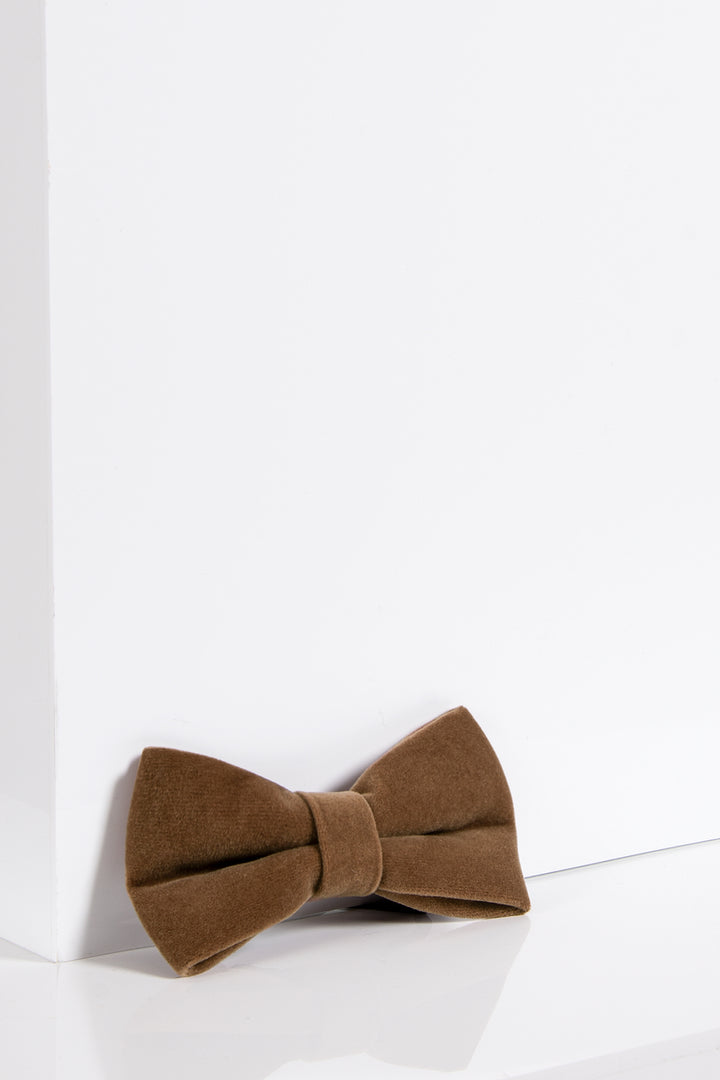 Marc Darcy Velvet Bow Tie in Light Tan