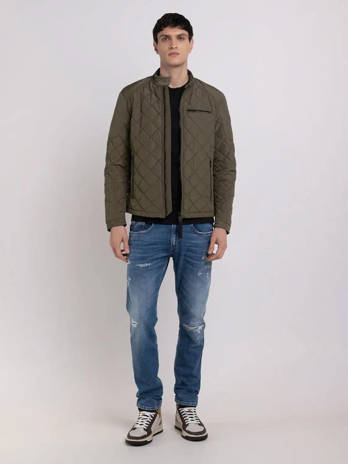 Replay Short Quilted Jacket Dark Olive - M8000.000.84442