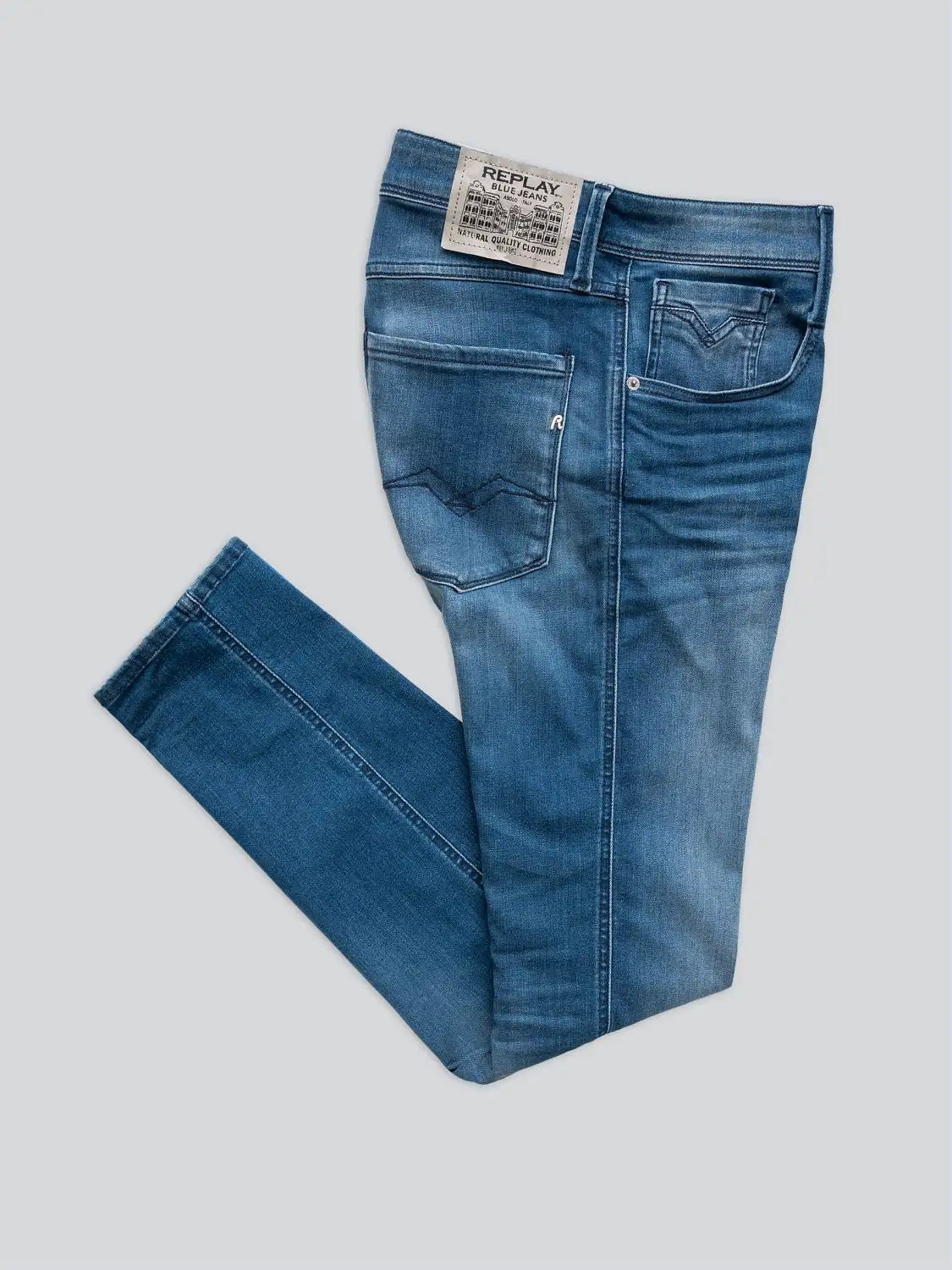 Replay Slim Fit Anbass Medium Dark Wash Jeans - M914Y .000.41A 400