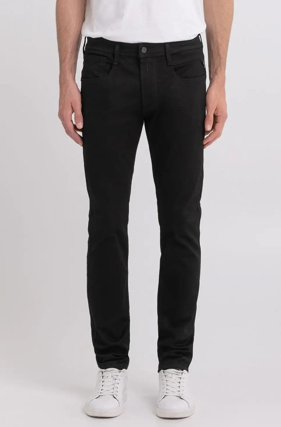 Replay Slim Fit Anbass Hyperflex Black Jeans - M914Y.000.661 FB1