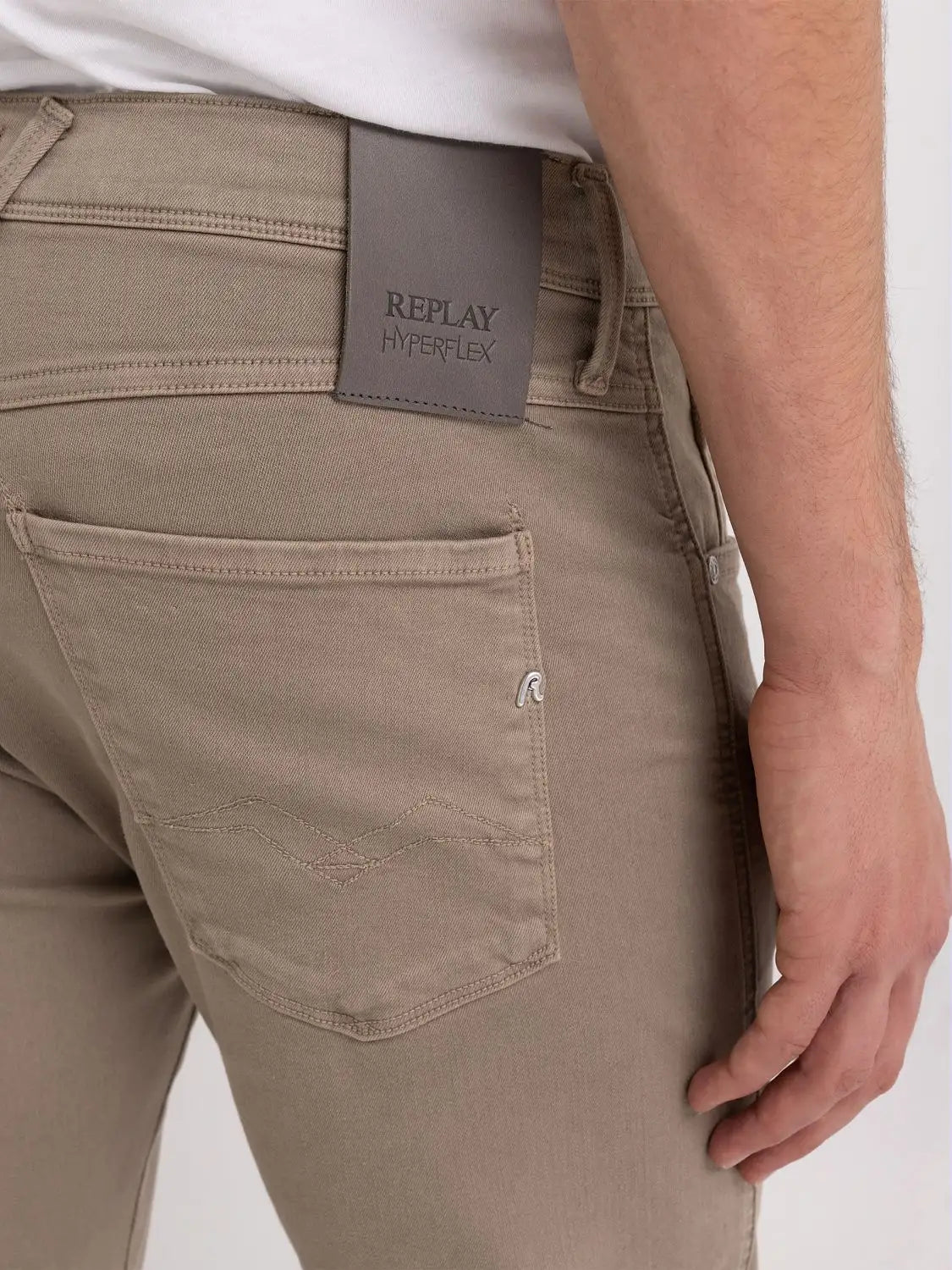 Replay Slim Fit Anbass Hyperflex X-Lite Jeans Khaki - M914Y .000.8366197