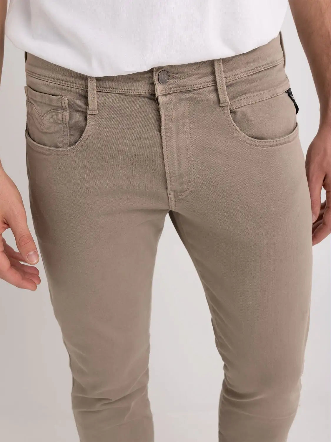 Replay Slim Fit Anbass Hyperflex X-Lite Jeans Khaki - M914Y .000.8366197