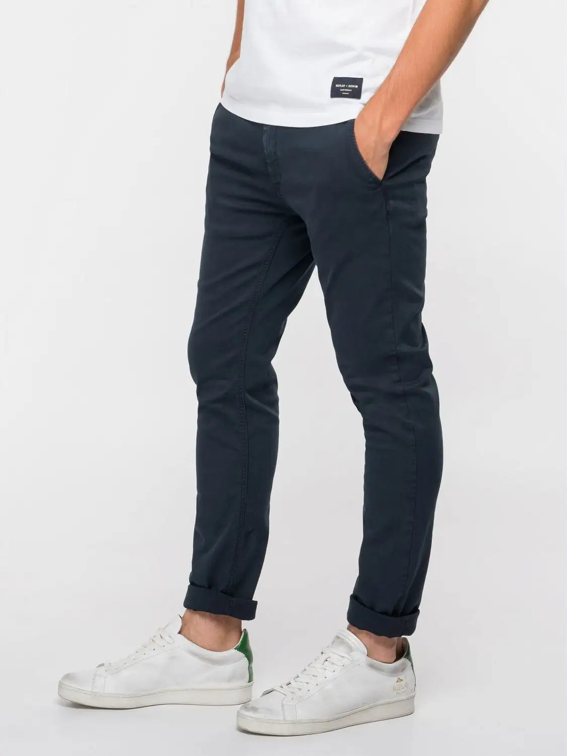 Replay Slim Fit Hyperflex X-Lite Zeumar Chino Blue Jeans - M9627L.000.8366197