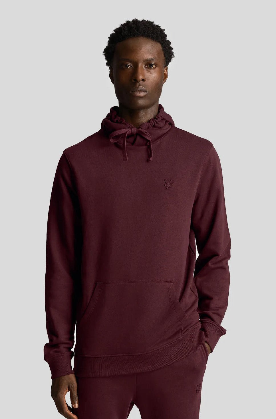 Lyle and Scott Tonal Eagle Pullover Hoodie Burgundy - ML416TON