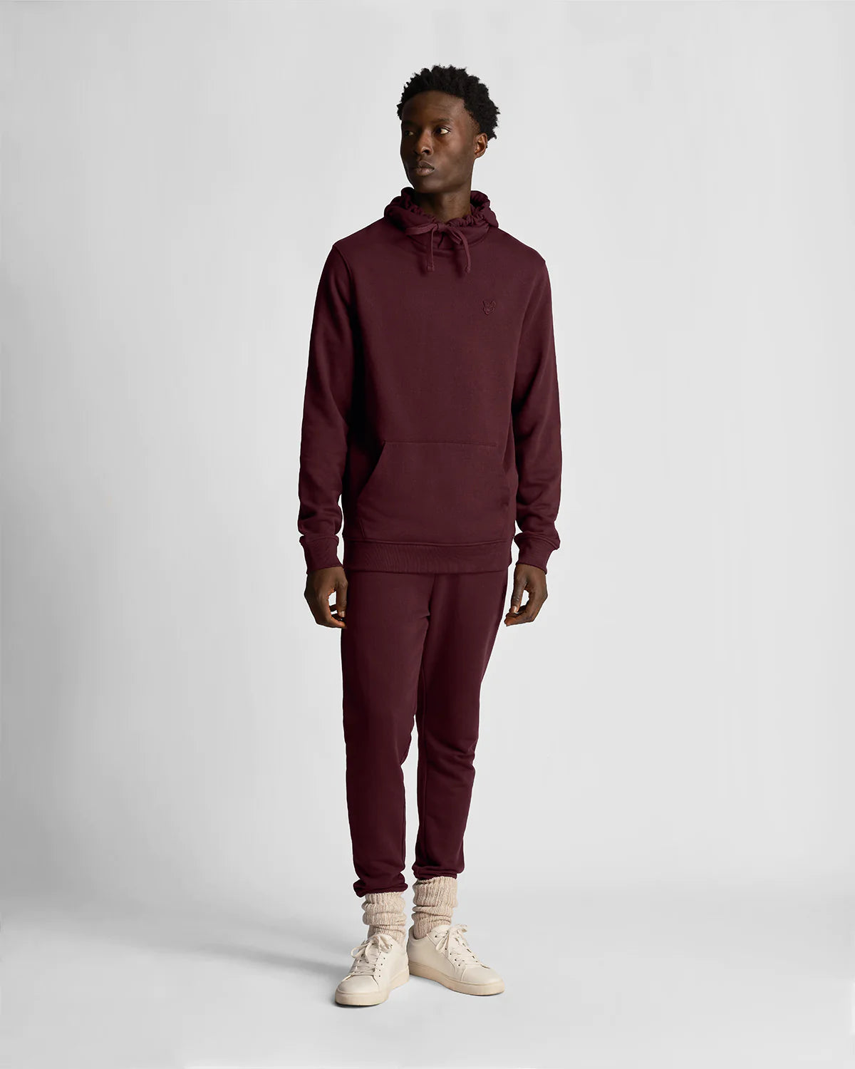 Lyle and Scott Tonal Eagle Pullover Hoodie Burgundy - ML416TON