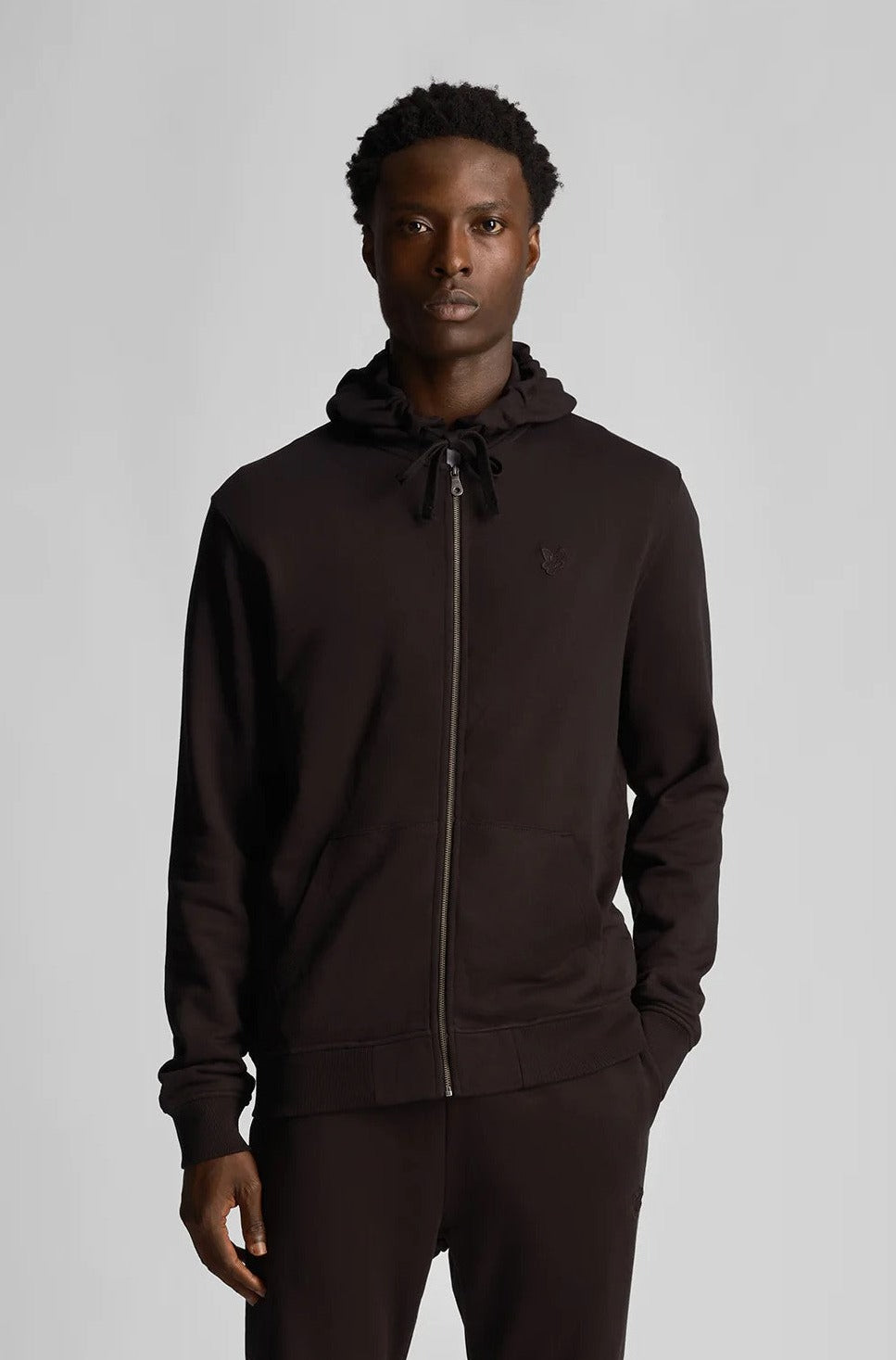 Lyle and Scott Tonal Eagle Zip Through Hoodie Jet Black - ML420TON