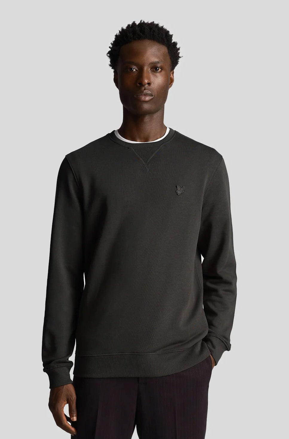 Lyle and Scott Tonal Eagle Crewneck Sweatshirt in Gunmetal Colour - ML424TON