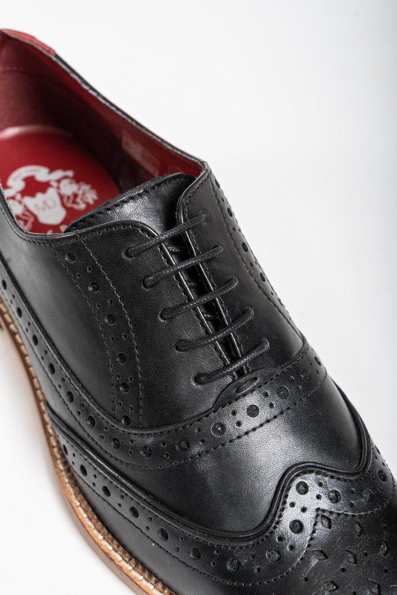 Marc Darcy Larkin Black Leather Brogue Shoes