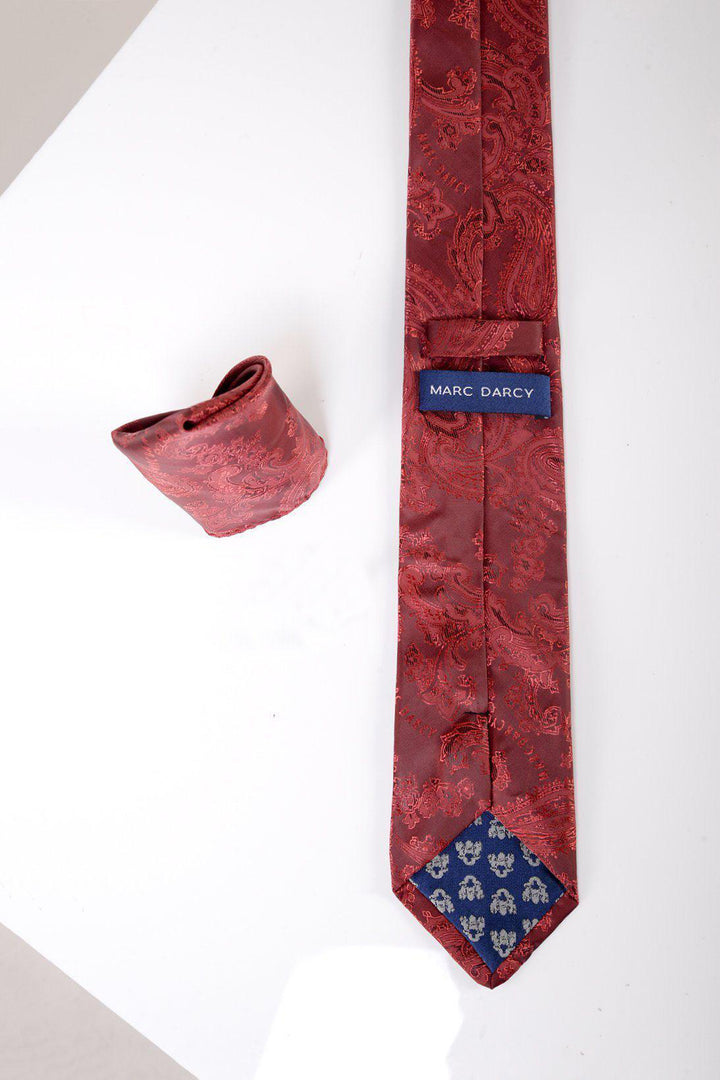 Marc Darcy MD Paisley Tie and Pocket Square Set Wine