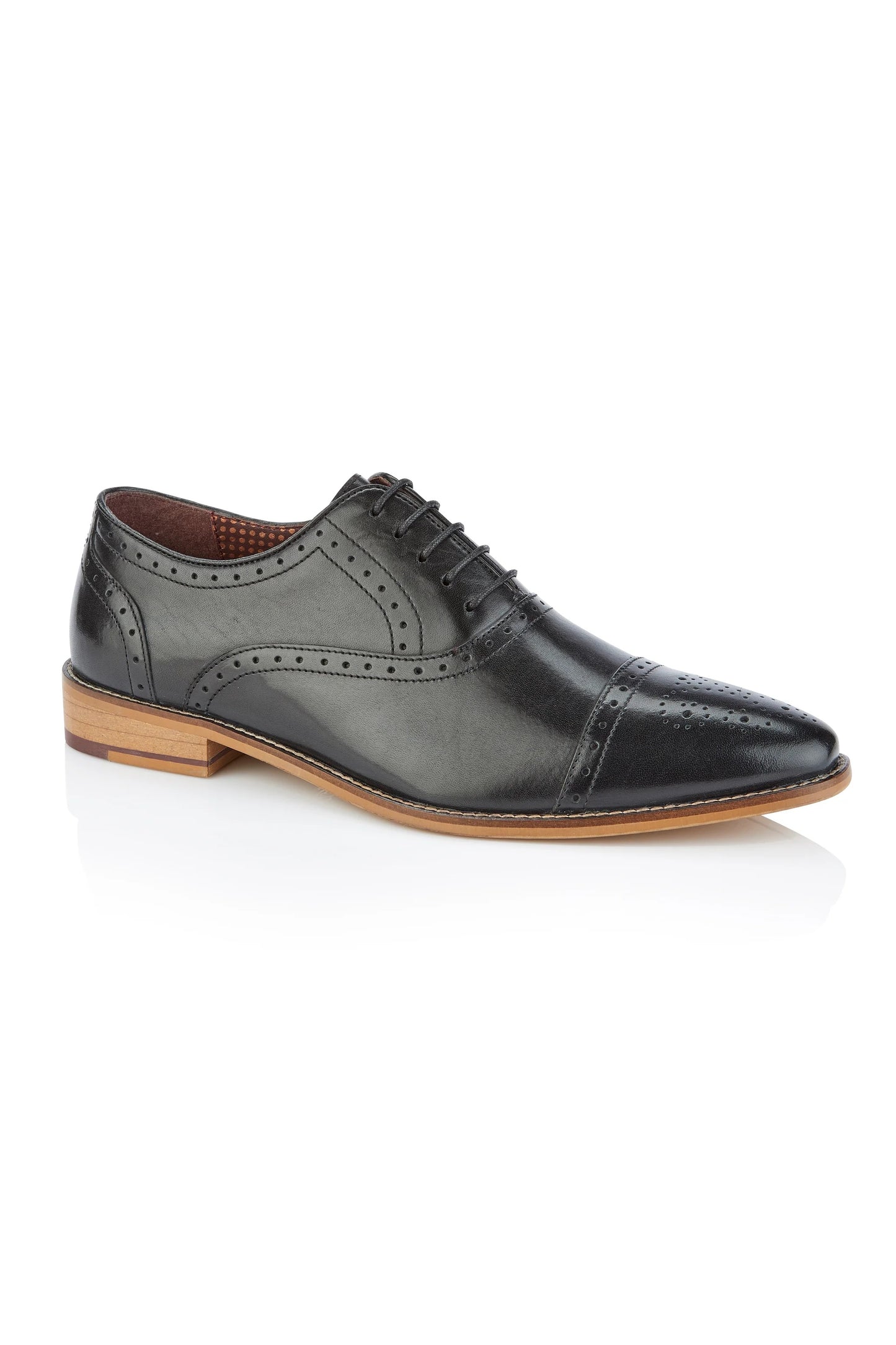 London Brogues Arthur Black Leather Brogue Shoes