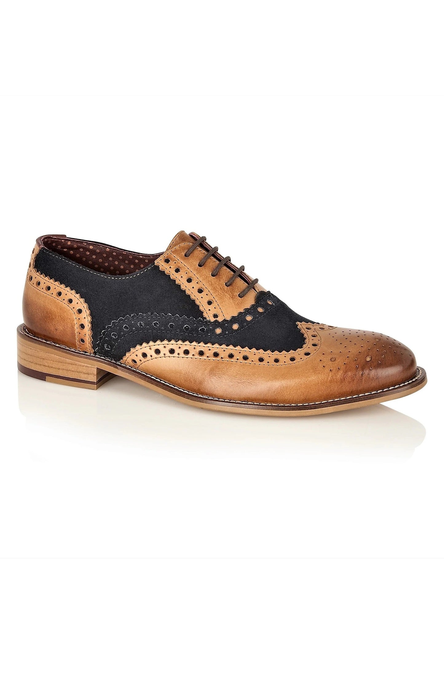 London Brogues Gatsby Tan / Navy Leather Brogue Shoes