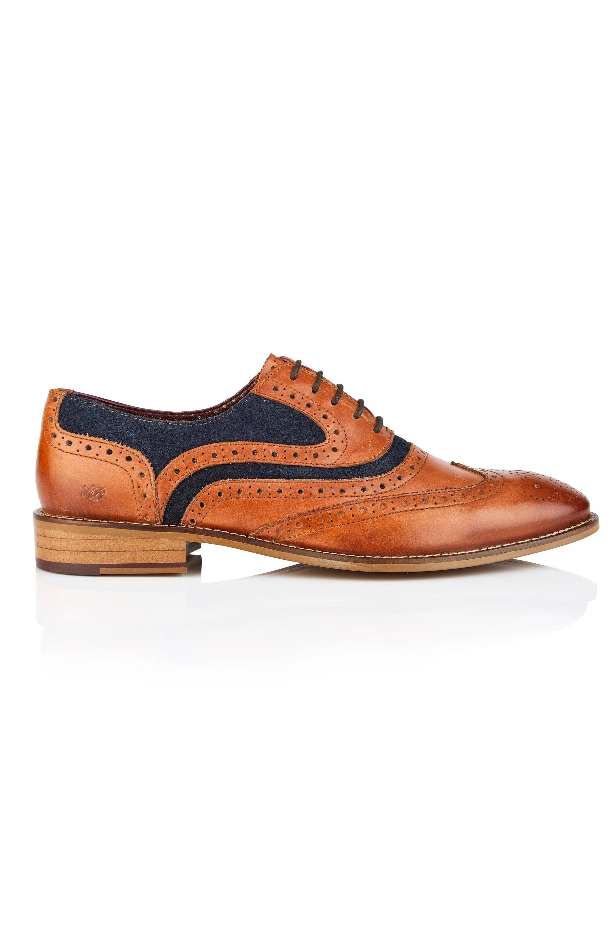 London Brogues Shelby Oxford Tan / Navy Leather Brogue Shoes