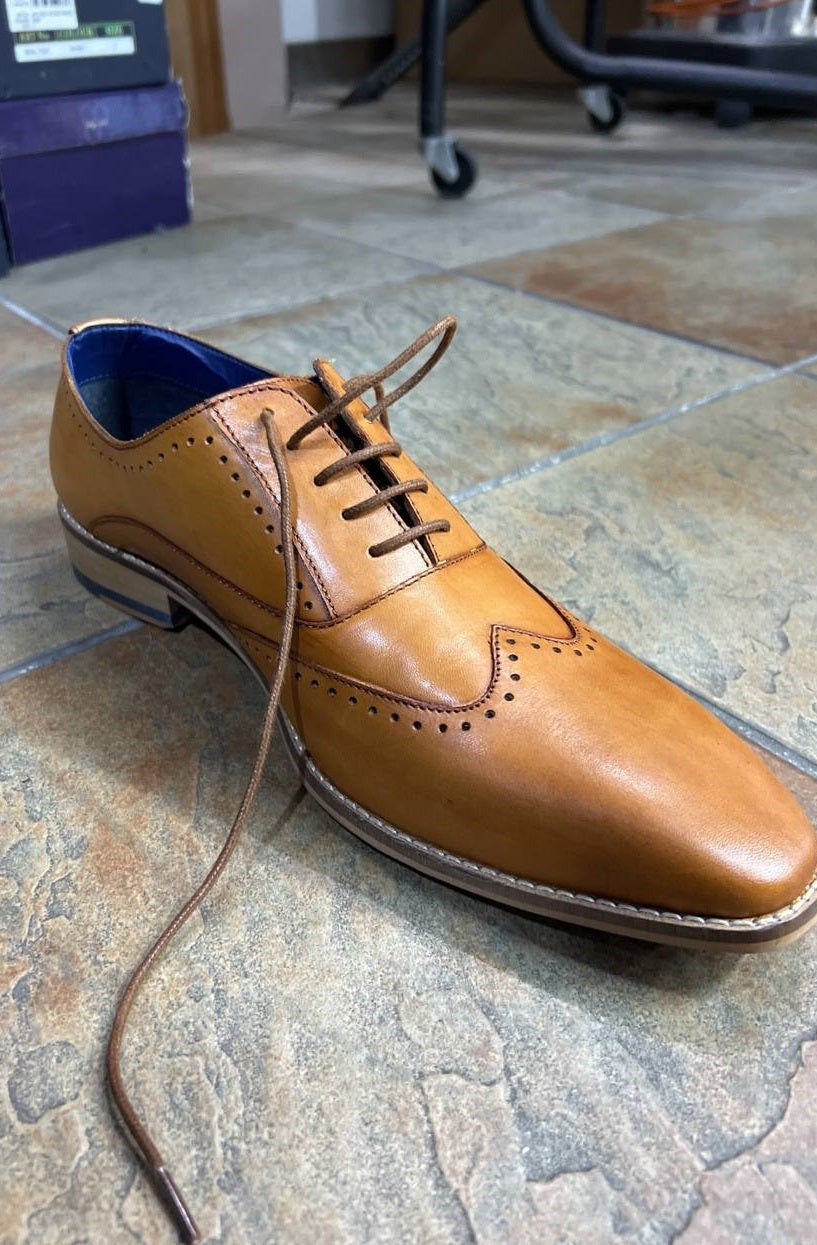 Marc Darcy Carson Tan Leather Oxford Brogue Shoes