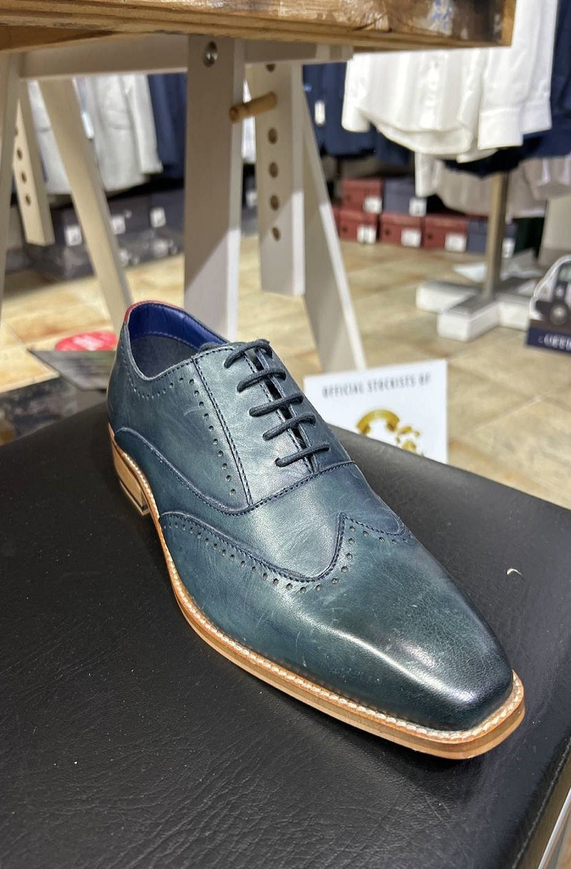 Marc Darcy Carson Navy Leather Oxford Brogue Shoes