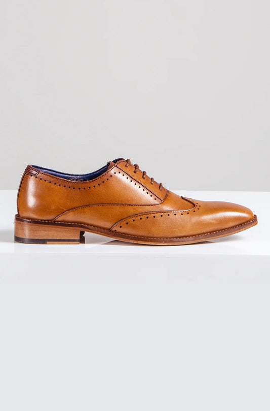 Marc Darcy Carson Tan Leather Oxford Brogue Shoes