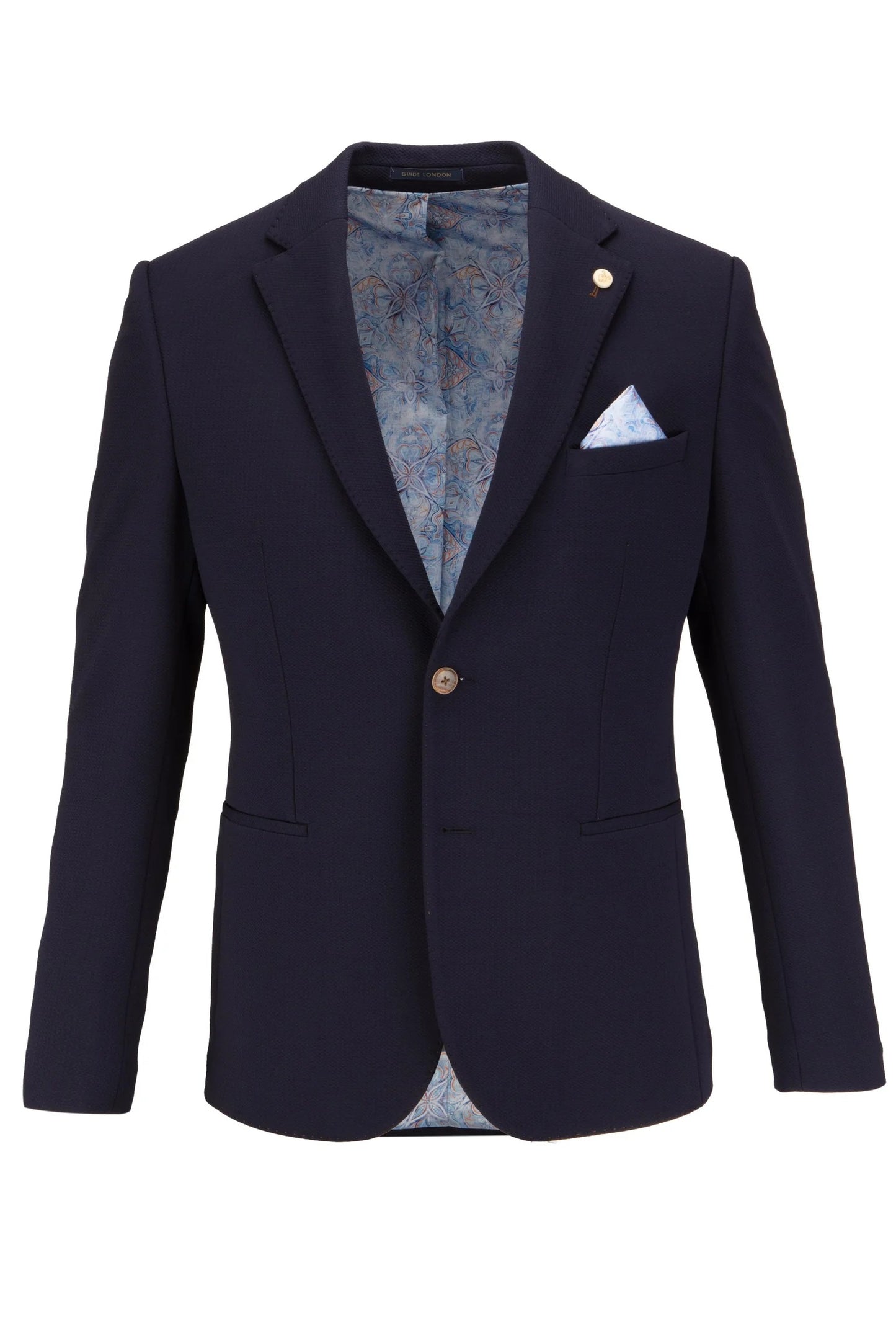 Guide London Navy Textured Jersey Blazer - JK3520