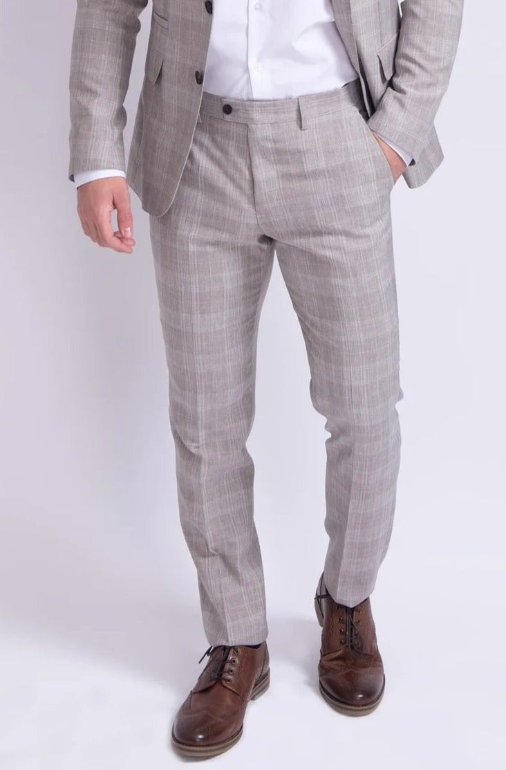 Fratelli Unity Prince of Wales Beige Check Trousers - FTR1079