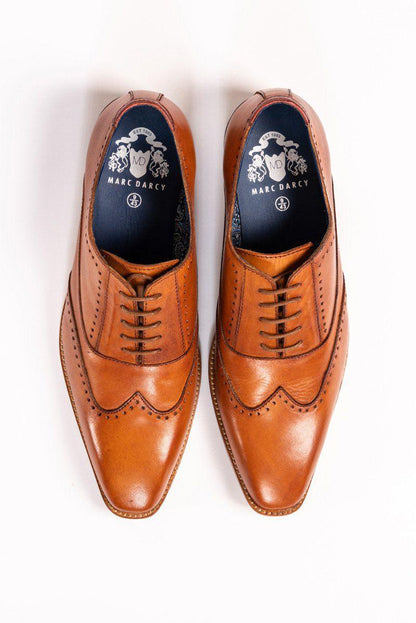 Marc Darcy Carson Tan Leather Oxford Brogue Shoes