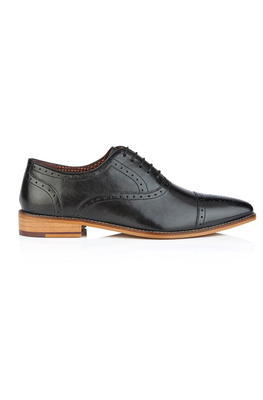 London Brogues Arthur Black Leather Brogue Shoes